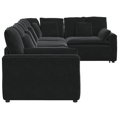 Divano Modulare con Cuscini in Velluto Nero | homemem39