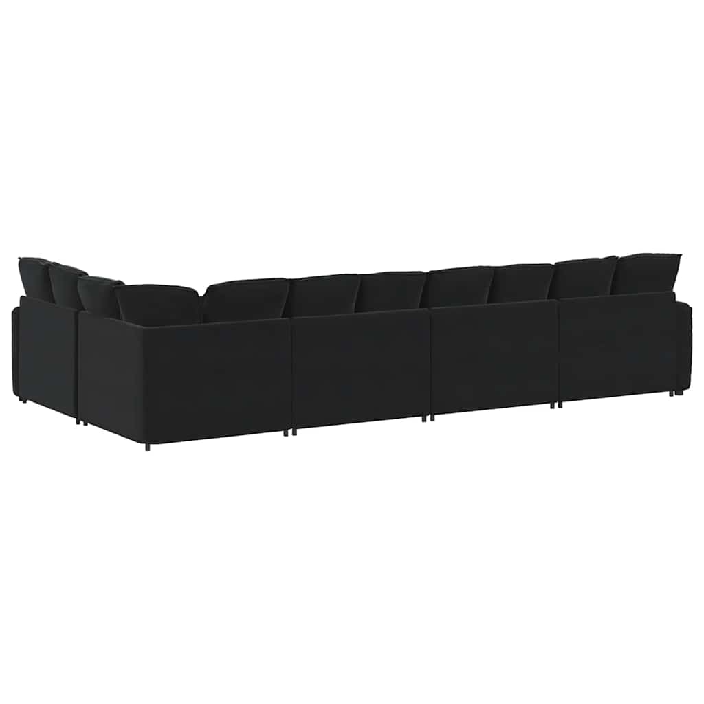 Divano Modulare con Cuscini in Velluto Nero | homemem39