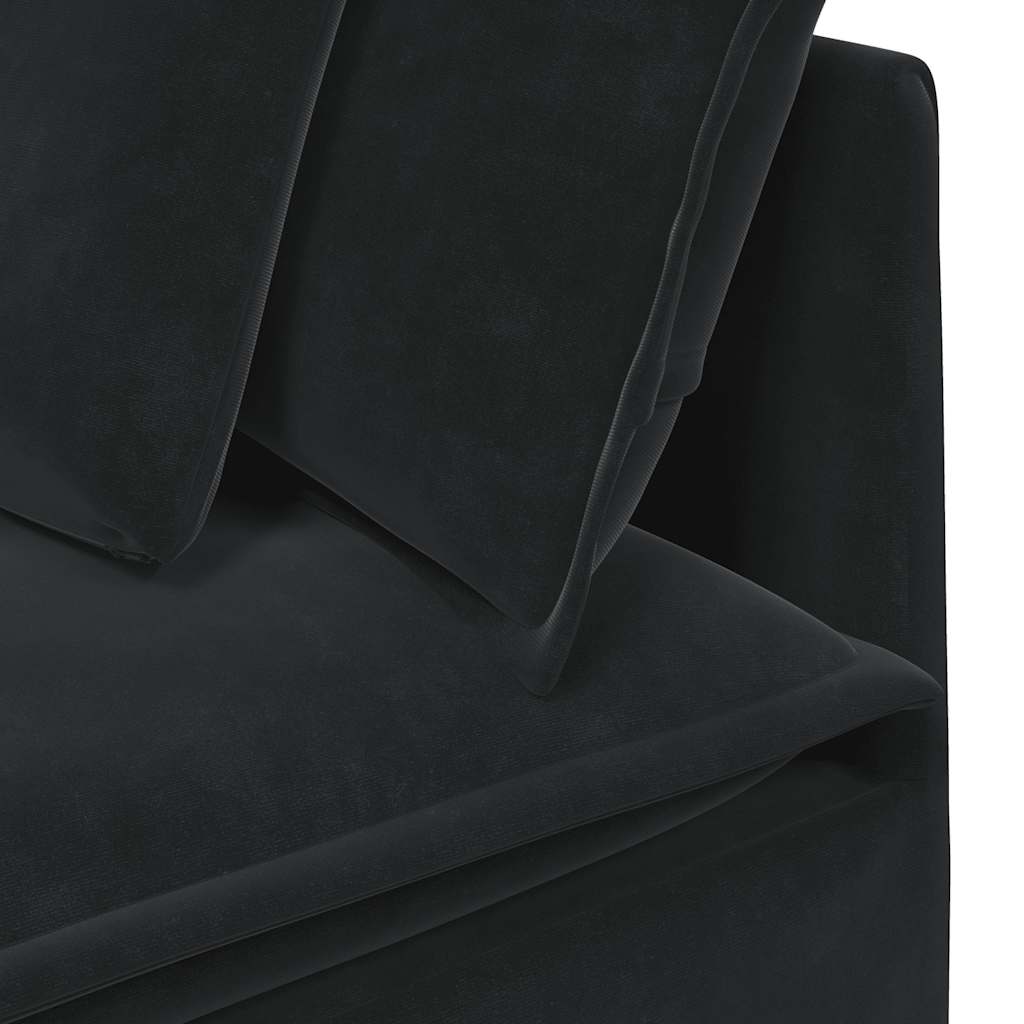 Divano Modulare con Cuscini in Velluto Nero | homemem39