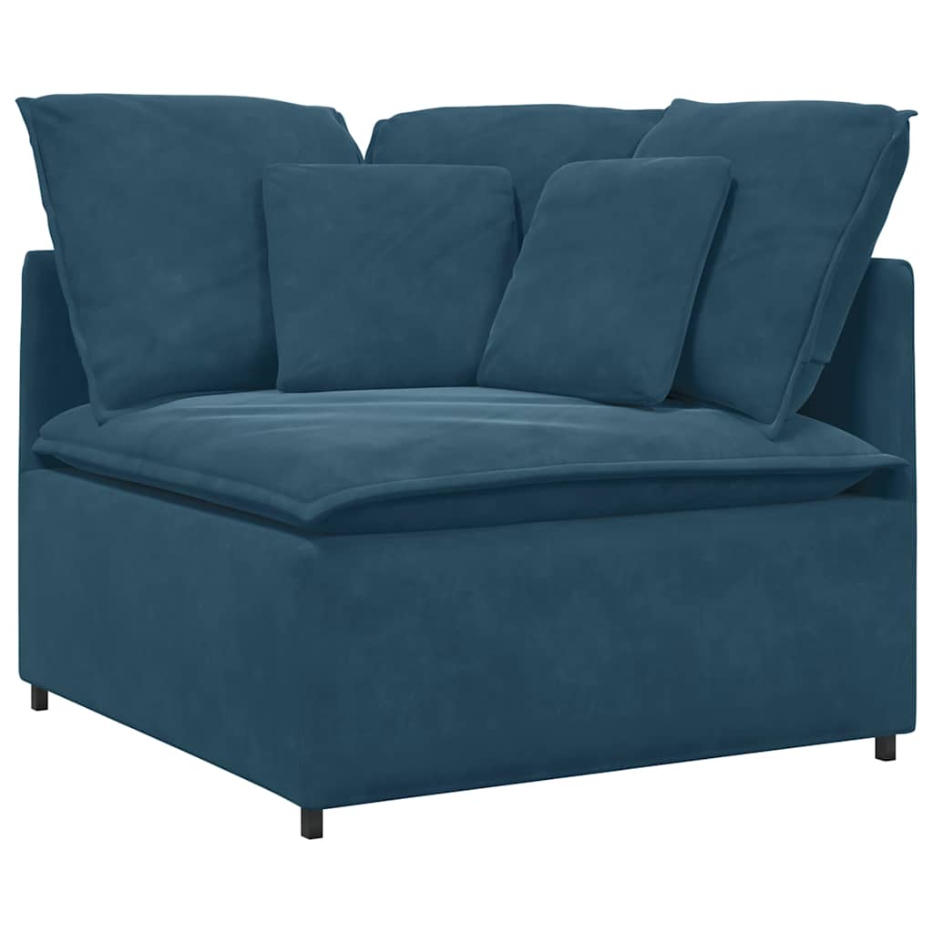 Divano Modulare con Cuscini in Velluto Blu | homemem39