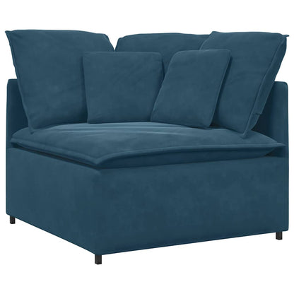 Divano Modulare con Cuscini in Velluto Blu | homemem39