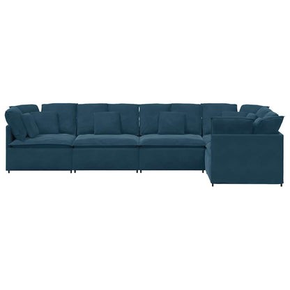 Divano Modulare con Cuscini in Velluto Blu | homemem39
