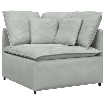 Divano Modulare con Cuscini in Velluto Grigio Chiaro | homemem39