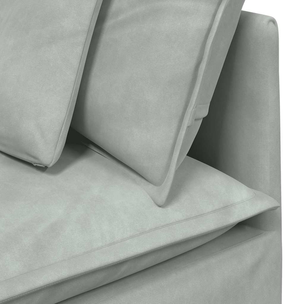 Divano Modulare con Cuscini in Velluto Grigio Chiaro | homemem39