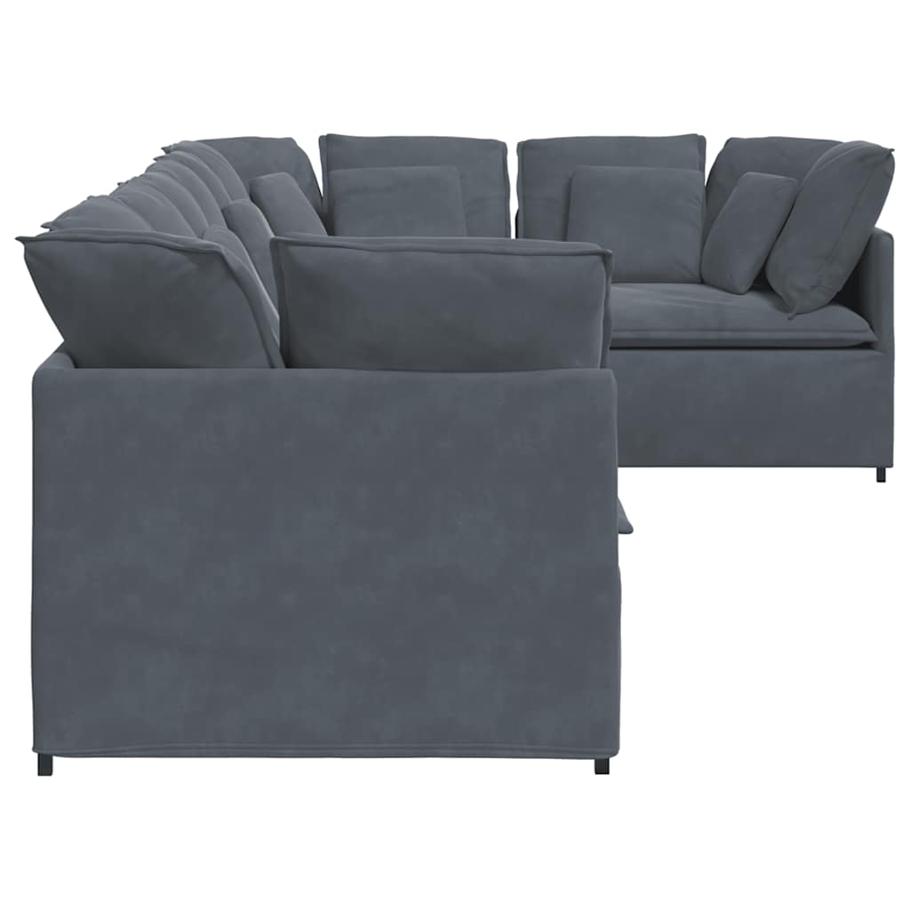 Divano Modulare con Cuscini in Velluto Grigio Scuro | homemem39