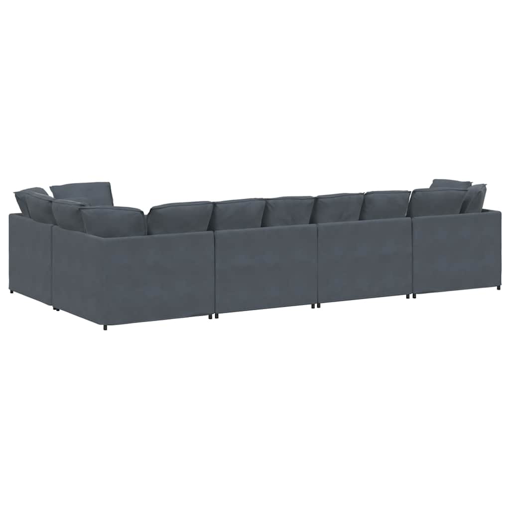 Divano Modulare con Cuscini in Velluto Grigio Scuro | homemem39