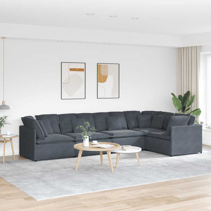 Divano Modulare con Cuscini in Velluto Grigio Scuro | homemem39