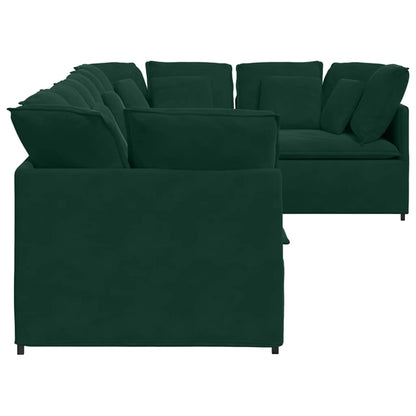 Divano Modulare con Cuscini in Velluto Verde Scuro | homemem39