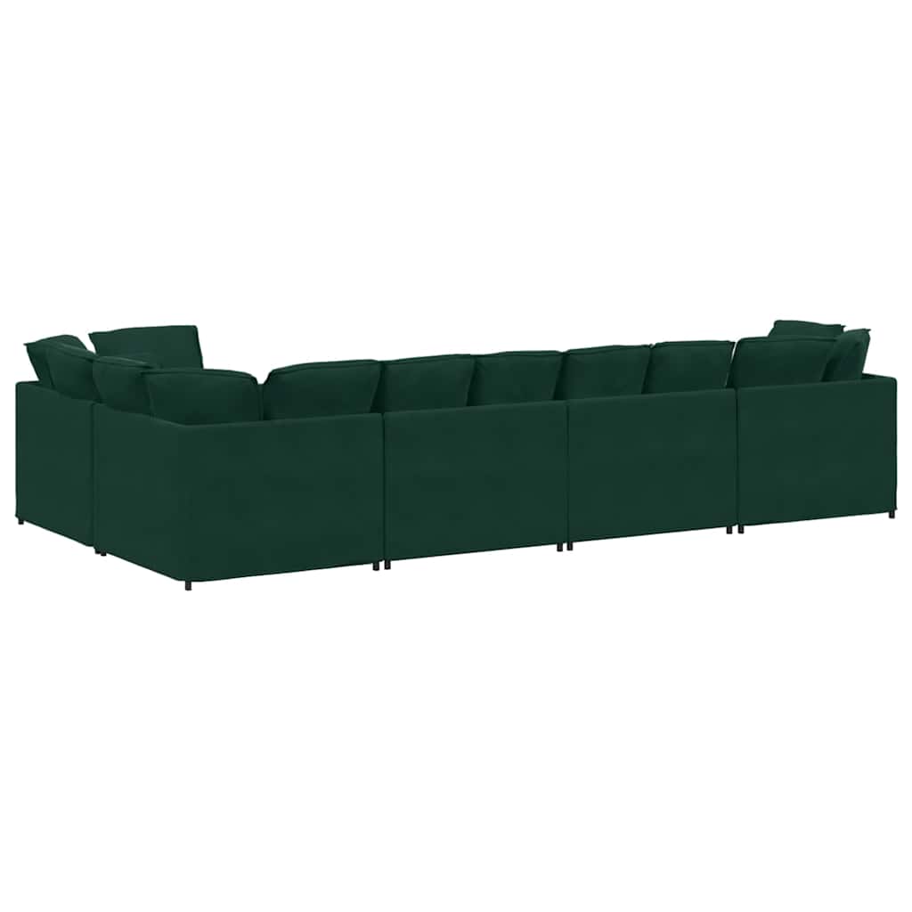 Divano Modulare con Cuscini in Velluto Verde Scuro | homemem39