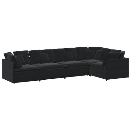 Divano Modulare con Cuscini in Velluto Nero | homemem39