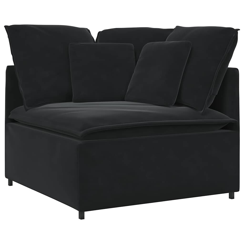 Divano Modulare con Cuscini in Velluto Nero | homemem39