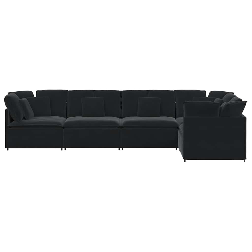 Divano Modulare con Cuscini in Velluto Nero | homemem39