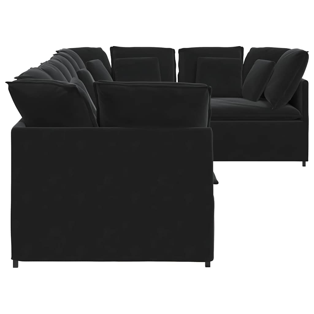 Divano Modulare con Cuscini in Velluto Nero | homemem39