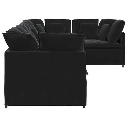 Divano Modulare con Cuscini in Velluto Nero | homemem39