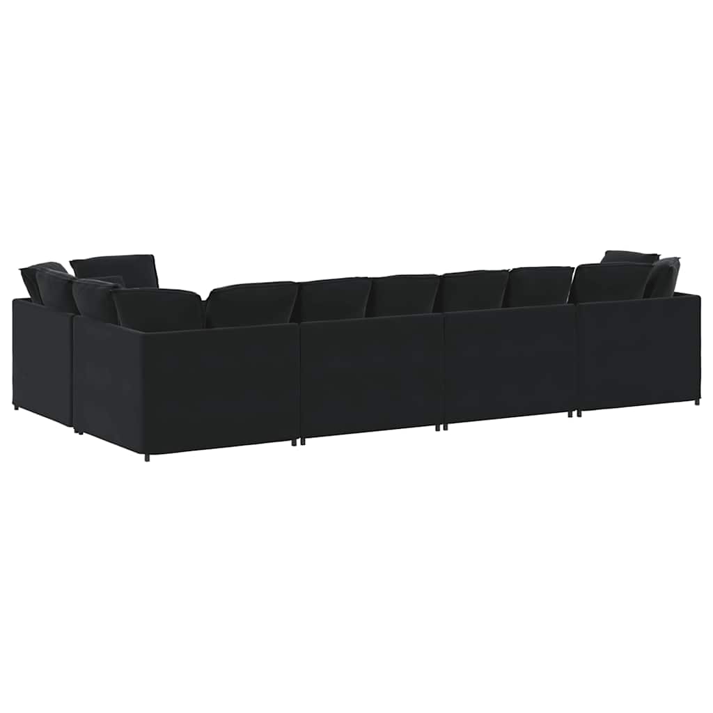 Divano Modulare con Cuscini in Velluto Nero | homemem39