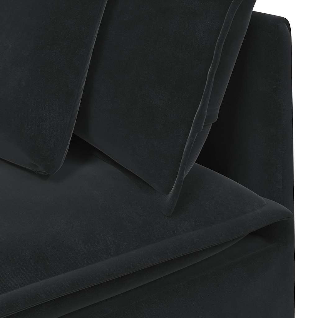 Divano Modulare con Cuscini in Velluto Nero | homemem39