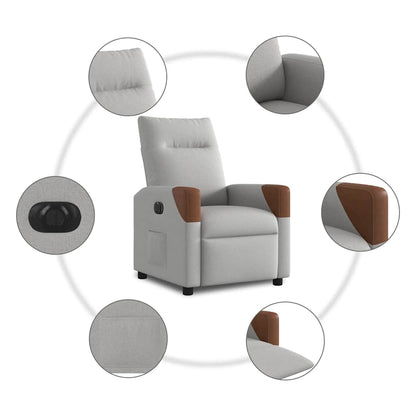 Poltrona Elettrica Reclinabile Grigio Nuvola in Tessuto - homemem39