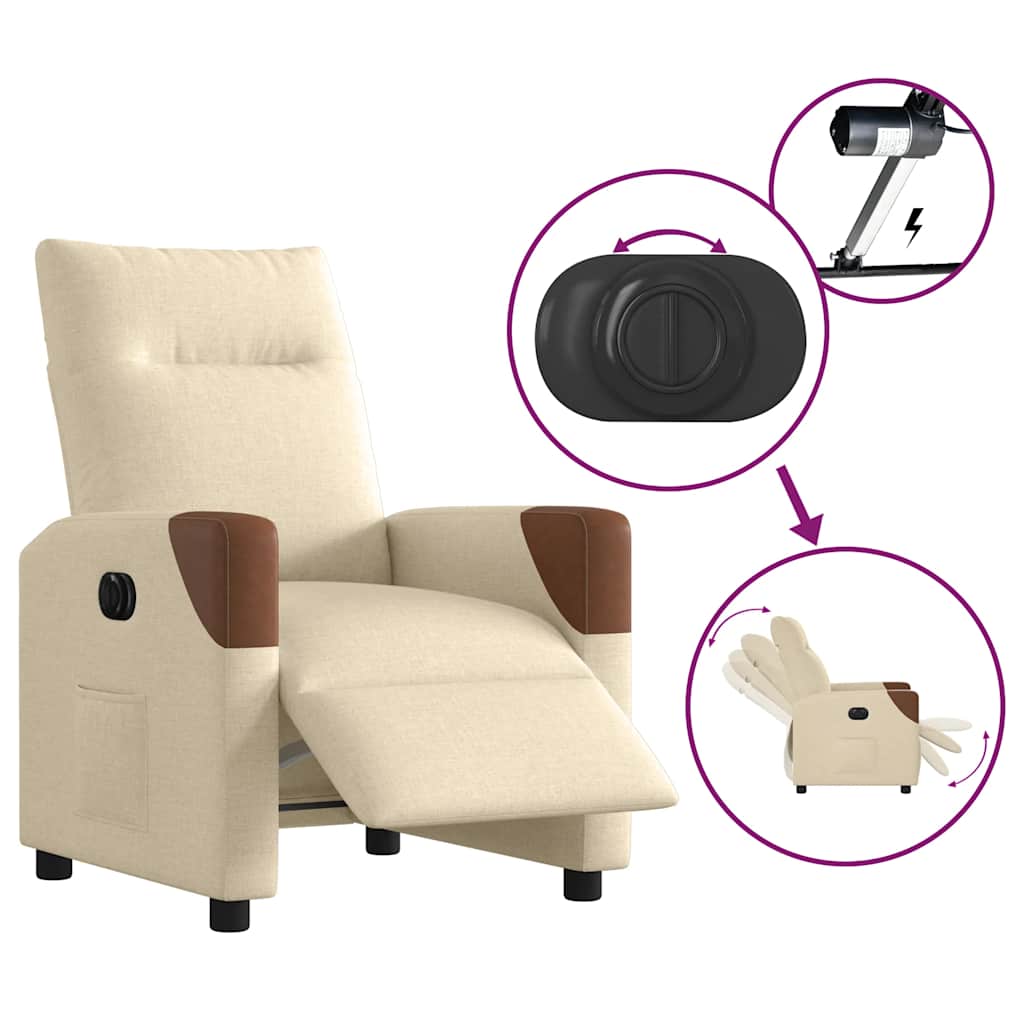 Poltrona Elettrica Reclinabile Crema in Tessuto | homemem39