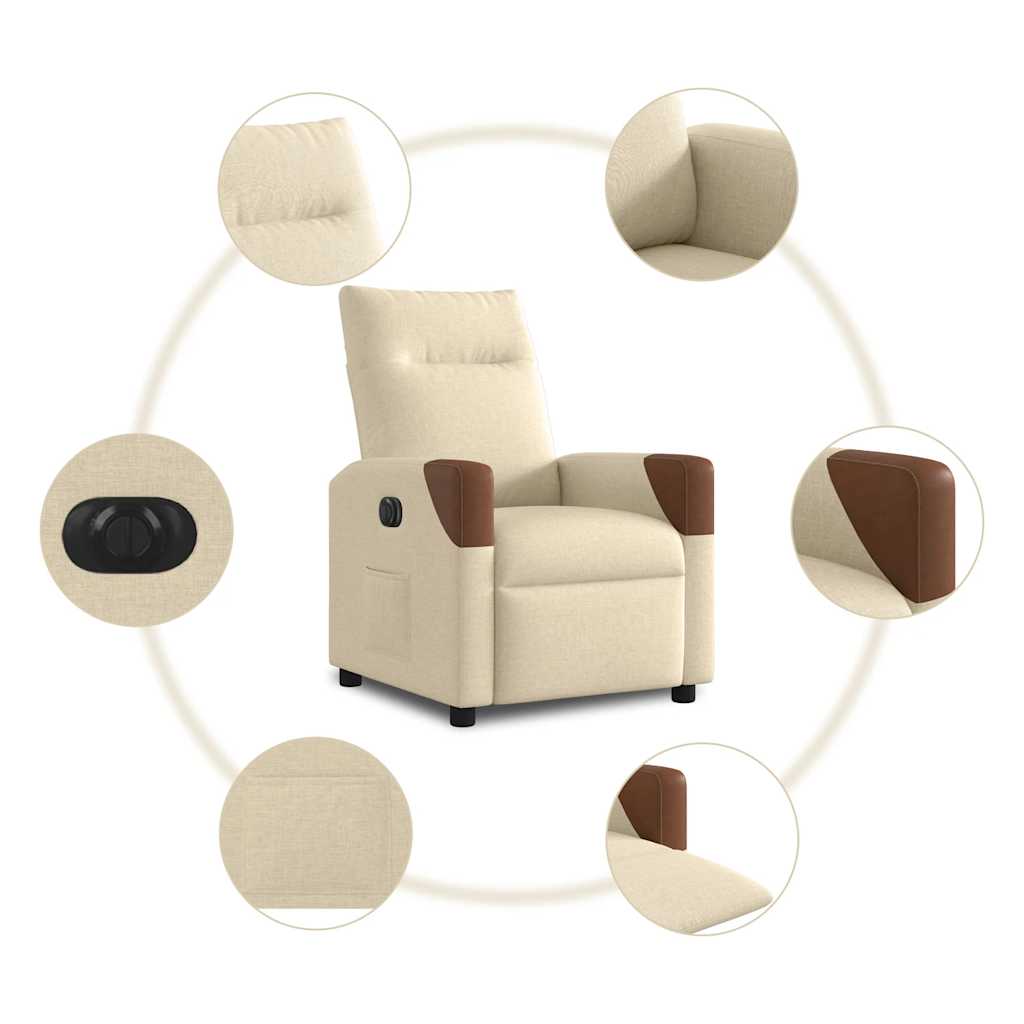 Poltrona Elettrica Reclinabile Crema in Tessuto | homemem39