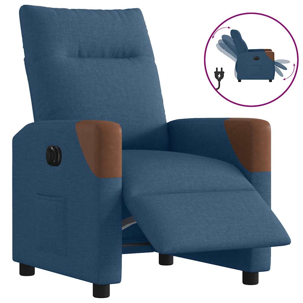 Poltrona Reclinabile Elettrica Blu in Tessuto | homemem39