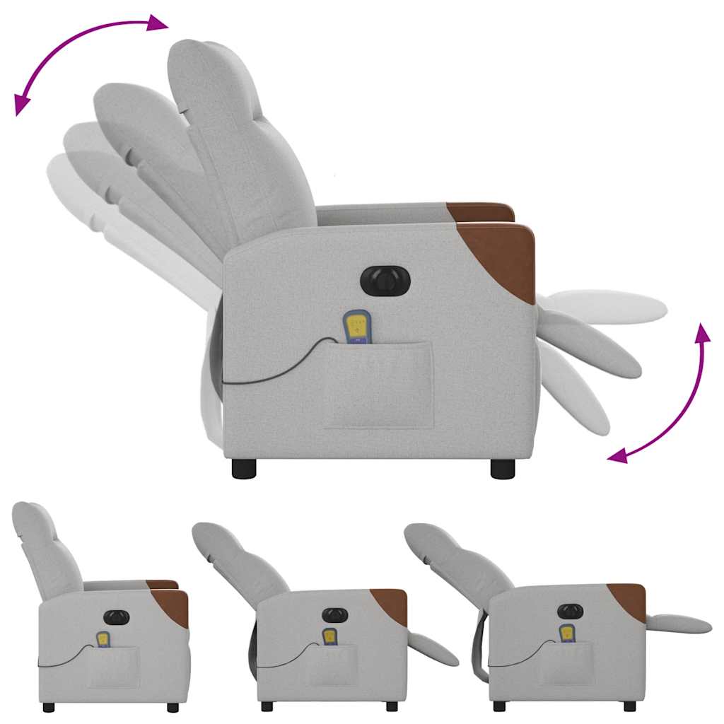 Poltrona Reclinabile Massaggio Elettrica Grigio Nuvola Tessuto - homemem39