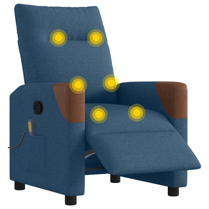 Poltrona Massaggiante Reclinabile Elettrica Blu in Tessuto - homemem39