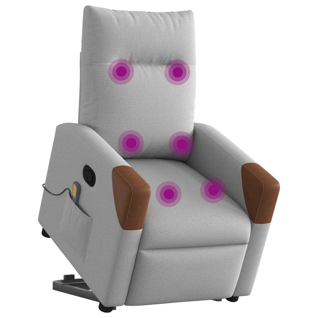 Poltrona Alzapersona Massaggi Reclinabile Grigio Nuvola Tessuto - homemem39