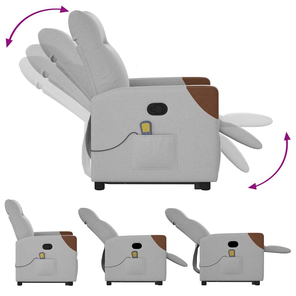 Poltrona Alzapersona Massaggi Reclinabile Grigio Nuvola Tessuto - homemem39