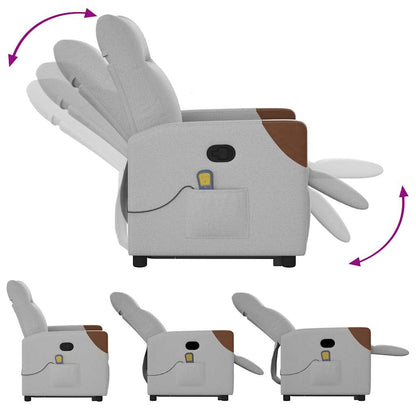 Poltrona Alzapersona Massaggi Reclinabile Grigio Nuvola Tessuto - homemem39