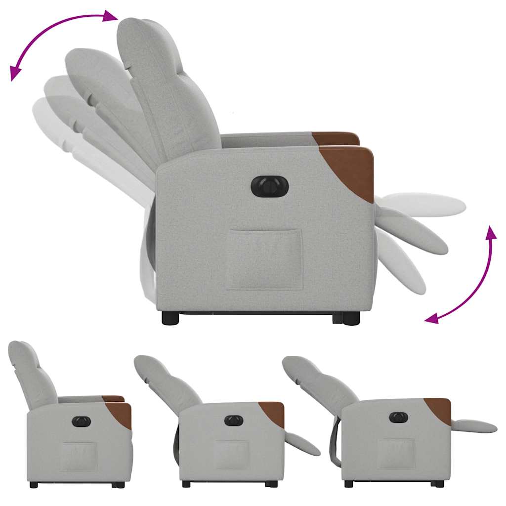 Poltrona Alzapersona Reclinabile Elettrica Grigi Nuvola Tessuto - homemem39