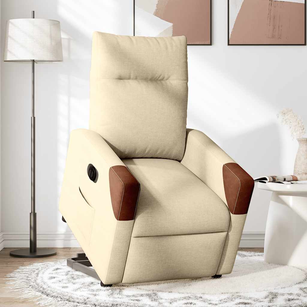 Poltrona Alzapersona Reclinabile Elettrica Crema in Tessuto | homemem39