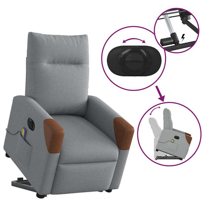 Poltrona Alzapersona Massaggi Elettrica Grigio Chiaro Tessuto | homemem39