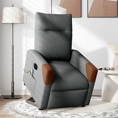 Poltrona Alzapersona Massaggi Elettrica Grigio Scuro Tessuto | homemem39
