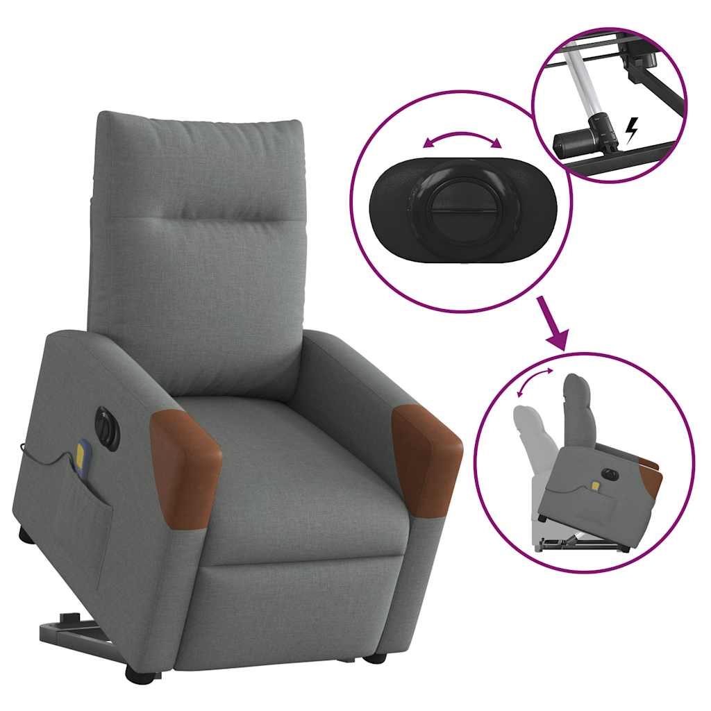 Poltrona Alzapersona Massaggi Elettrica Grigio Scuro Tessuto | homemem39