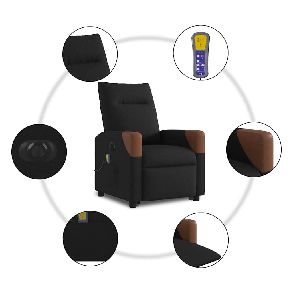 Poltrona Alzapersona Massaggiante Elettrica Nera in Tessuto - homemem39