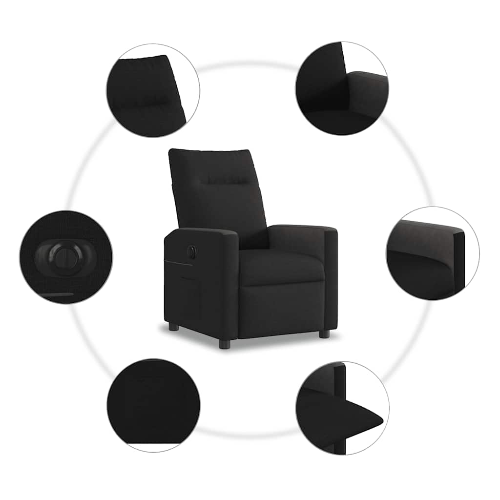 Poltrona Elettrica Reclinabile Nera in Tessuto - homemem39