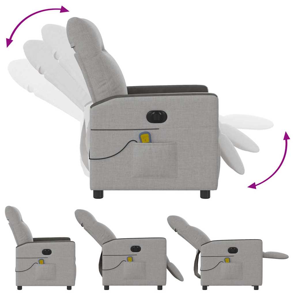 Poltrona Reclinabile Massaggio Elettrica Grigio Nuvola Tessuto - homemem39