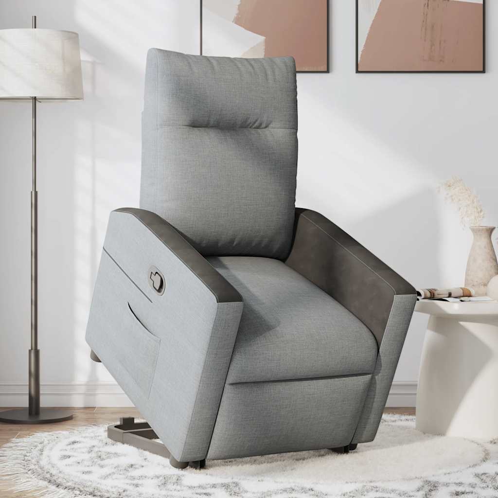 Poltrona Alzapersona Reclinabile Grigio Chiaro in Tessuto | homemem39
