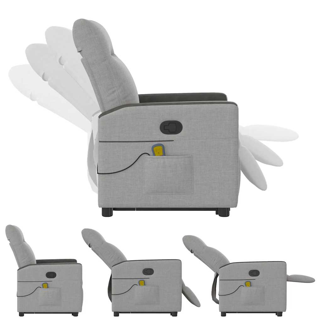 Poltrona Alzapersona Massaggi Reclinabile Grigio Nuvola Tessuto - homemem39