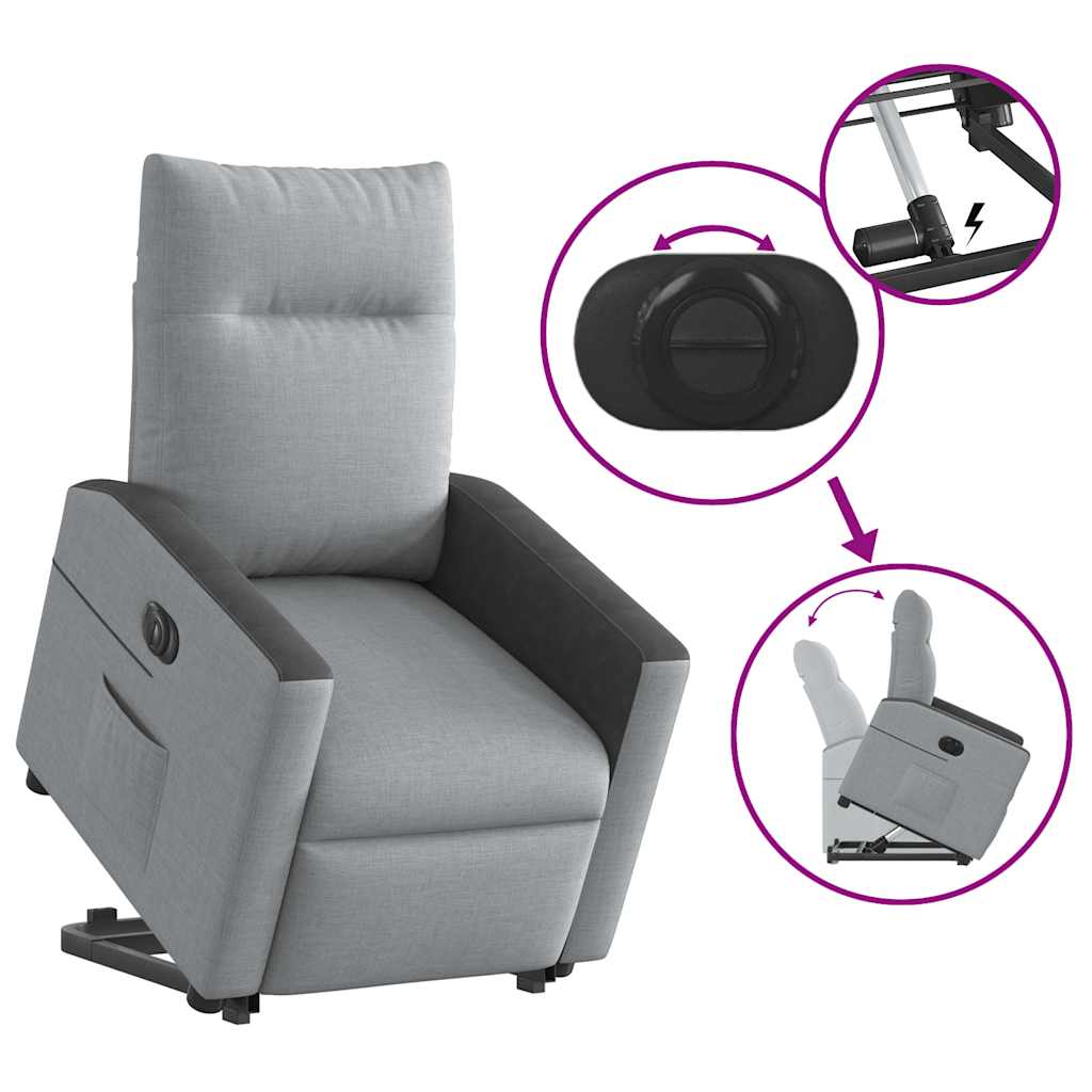 Poltrona Reclinante Alzapersona Elettrica Grigio Chiaro Tessuto | homemem39