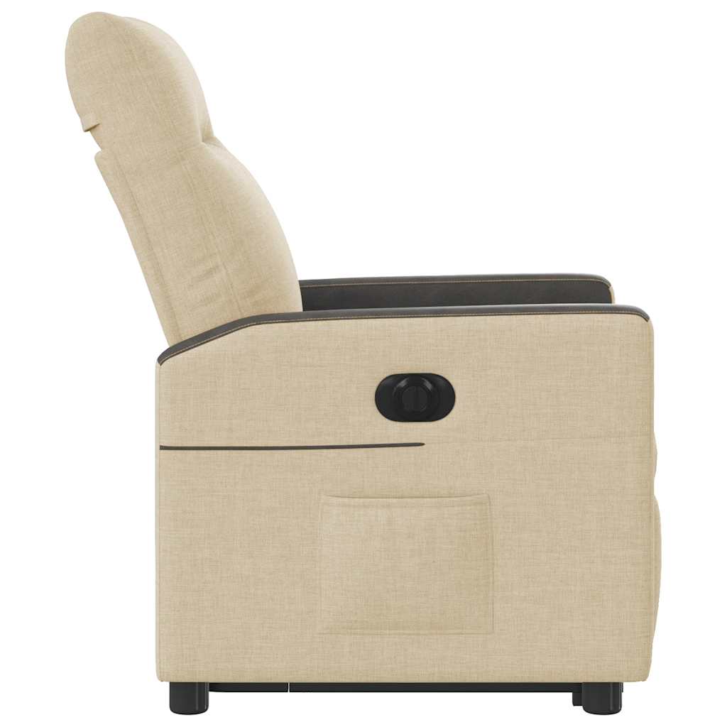 Poltrona Alzapersona Reclinabile Elettrica Crema in Tessuto - homemem39