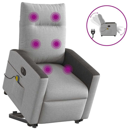 Poltrona Alzapersona Massaggi Elettrica Grigio Nuvola Tessuto