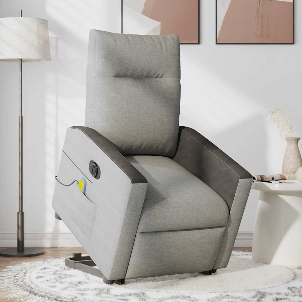 Poltrona Alzapersona Massaggi Elettrica Grigio Nuvola Tessuto | homemem39