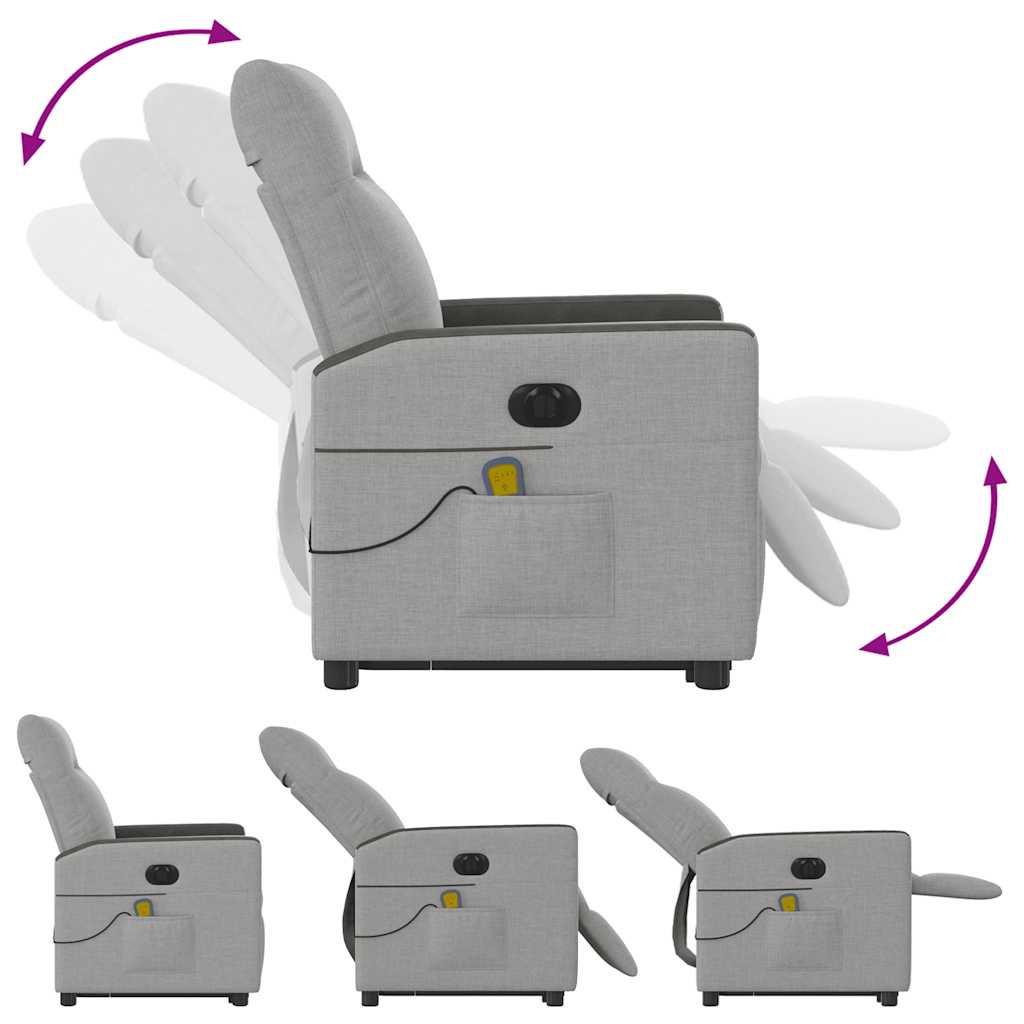 Poltrona Alzapersona Massaggi Elettrica Grigio Nuvola Tessuto - homemem39
