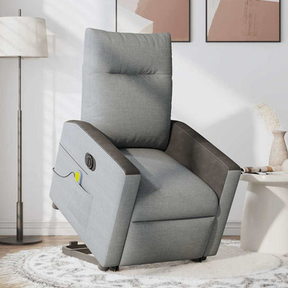 Poltrona Alzapersona Massaggi Elettrica Grigio Chiaro Tessuto