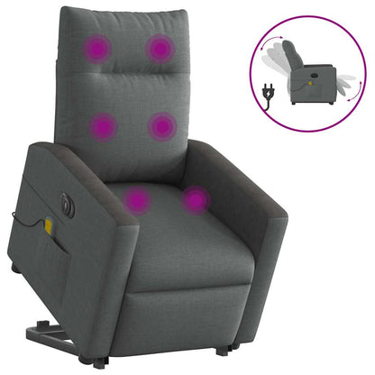 Poltrona Alzapersona Massaggi Elettrica Grigio Scuro Tessuto