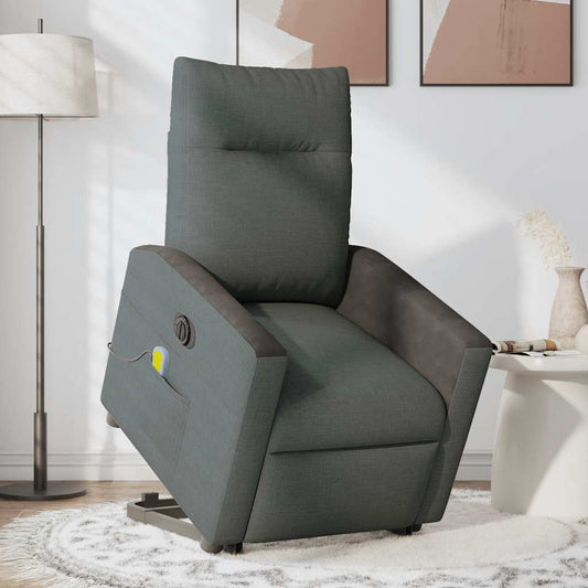 Poltrona Alzapersona Massaggi Elettrica Grigio Scuro Tessuto | homemem39