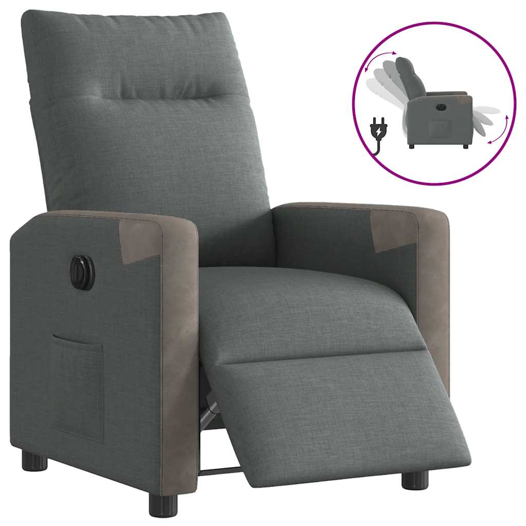 Poltrona Elettrica Reclinabile Grigio Scuro in Tessuto | homemem39