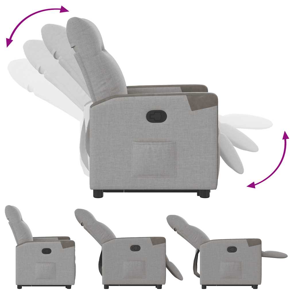 Poltrona Alzapersona Reclinabile Grigio Nuvola in Tessuto - homemem39