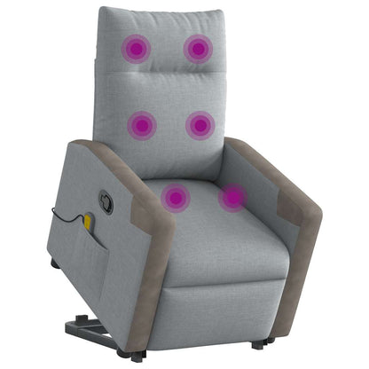 Poltrona Alzapersona Massaggi Reclinabile Grigio Chiaro Tessuto | homemem39